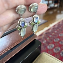 NICKY BUTLER 925 Prehnite, Labradorite & Green Stone Earrings – VTG/RARE