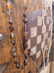 24″ Vintage Chunky Acrylic Lucite Faux Amber Beaded Necklace