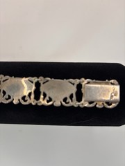 Vintage Sterling Silver Thai Siam Niello Dancer Fan Panel Link Bracelet Design