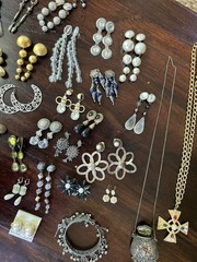 Vintage Costume Jewelry Lot 1980s/1990s Earrings Necklaces Bracelets-some signed