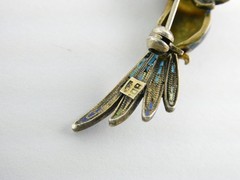 Italian Alioto Adriana Gilt 800 Silver Enameled Hummingbird Pin Brooch 5g 45mm
