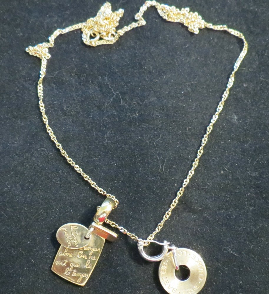 VTG Carol Lee 31″ Gold tone Necklace “Love Chance Believe True”