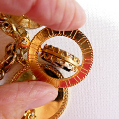 Vintage Heavy Charm Bracelet All Round Charms Gold Plated Engravable Good Luck