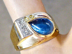 70’S NEW OLD STOCK 10K YELLOW GOLD FILLED SIMULATED BLUE SAPPHIRE RING SIZE 10