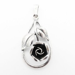 Vintage Signed Teka 825 Silver Rose Flower Pendant Theodor Klotz Germany