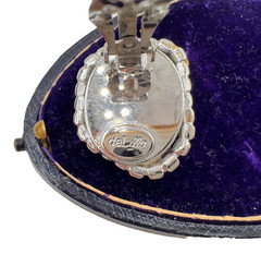 WILLIAM DELILLO VINTAGE EARRINGS BAROQUE SHAPE SMOKY CRYSTAL PASTE HALO CLIP-ON