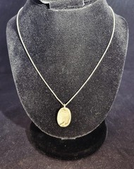 Vtg Signed Scrimshaw Pendant Necklace 925 Diagonal Italy Sterling Silver Chain