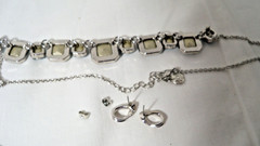 Vintage Monet Blue Rhinestone Collar Necklace w Bonus Stud Earrings