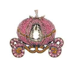 Luxury Full Crystal Women Vintage Pumpkin Carriage Buckle Pins Fashion Pin