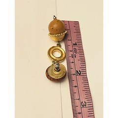 VTG Earrings statement dangle chunky Pierced Lucite rare gold 80s Retro hoop 2″L