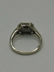 Art Deco Round Lab-Created Diamond Cluster Engagement 14K White Gold Finish Ring