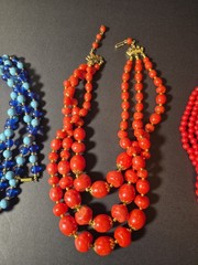 Vintage 1950s 1960s Costume Jewelry Lot Beaded Necklaces Statement Red Blue Gold
