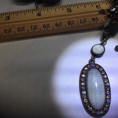 Avon Faux Fire Opal And Aurora Borealis Rhinestones Necklace And Hook Earrings