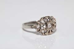 Antique Circa 1920s 18k Gold Art Deco Natural Diamond Decorated Ring