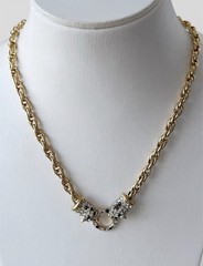 RARE Vintage Double Leopard Gold tone Crystal Necklace (signed Jackie Collins)