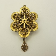 Vintage Opalite Pendant Gold Tone Filigree Dangle MISSING RHINESTONES