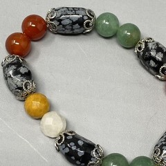 Stone Bead Bracelet Multi Color Assorted Gemstone Stretch Healing Chakra 7″