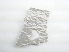 Vintage Hammered Sterling Silver I Love Montana State Pendant Charm 2.6g .75 In