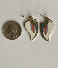 Vintage Laurel Burch Earrings CALLA LILY Flower 1.75” Gold Multi Color Ladies 8g