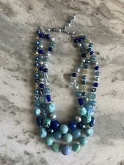 Vintage Mid Century Japan Multi Strand Beaded Statement Necklace