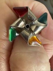 Vintage 80-90’s Colorful Enamel Pinwheel Ring Unusual Fidget Spinner Adjustable!