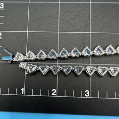 Ross Simons 925 Silver White/Colorless Heart Cut CZ Tennis Necklace 17″
