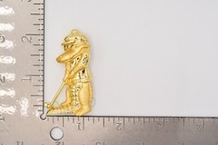 Danecraft Vintage Alligator Pin Brooch Brushed Gold Golfing Crocodile NOS BinA11