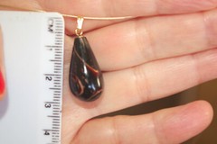 Genuine Vintage 14K Carved 45MM Elongated Teardrop Black Coral Pendent