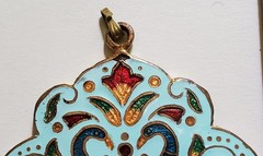Vintage enameled peacock colorful cloisonne pendant