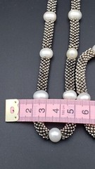 Vintage White Pearl Silver Tone Set Necklace 17″ Bracelet 6.25 in upstretched