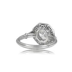 Art Deco Lab-Created Diamond Octagonal Shape Halo Engagement Ring In 925 Silver