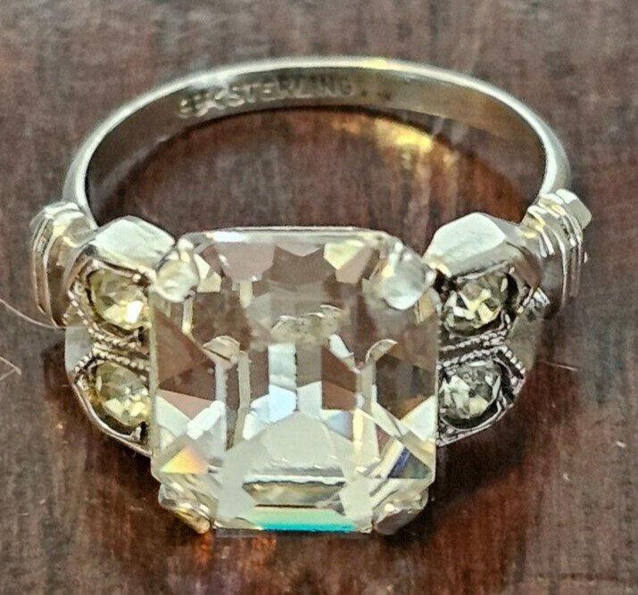 Vintage Uncas Mfg Co Sterling Silver CZ Ring