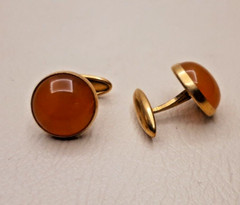 Vintage Cufflinks of the USSR 4ЯК 1950s Honey Amber. Brass. Gilding