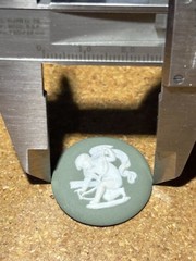 Vintage Authentic Unused WEDGWOOD Cupid 28mm Cameo In Sage Green Jasperware