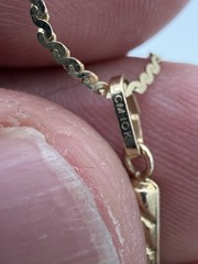 14K Yellow GOLD 2.4g Necklace Double Flat Serpentine Chain 10k Gold Cross 18”