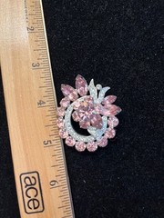 Vintage Eisenberg Ice 1950s Pink and Clear Rhinestone Brooch