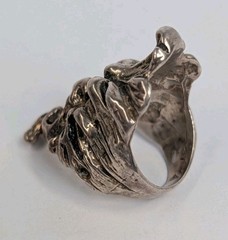 Unisex 60s Handmade Sterling Silver 999 Pagan Green Man Of The North Ring Sz 7