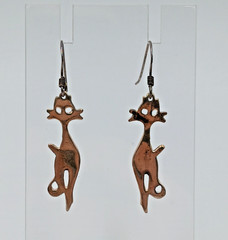 VTG 925 Cat Silhouette 1.5in Drop Earrings Sterling Silver 3g Patina Intact READ