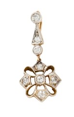Antique Edwardian 18K Old European Cut Diamond Pendant Platinum-Topped Snowflake