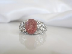 DJoy Sterling Silver 925 Pink Tanzanian Natronite Ring Size 7