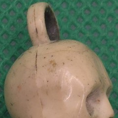 Antique Victorian Celluloid Skull Charm Mourning Pendant Memento Mori 1″