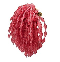 Pink Plastic Waterfall Bead Brooch Pom-Pom Style Pin J709
