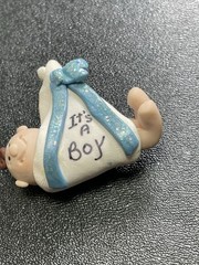 Vintage It’s A Boy Blue Polymer Clay Baby Brooch Pin