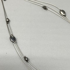 Designer Multi Strand Pendant Necklace Memory Wire Large Round Pendant NY 16″