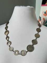 Antique 1930s-40s Coin Currency Necklace British India Anna Pice King George