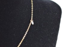 Gold Tone Necklace w/ Small Widely Spaced Clear Glass Faceted Beads 17.5″