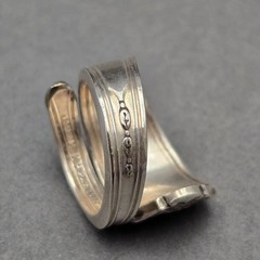 Vintage Gorham Silver Spoon Ring Size 6.5 S Monogram Statement Piece Upcycled