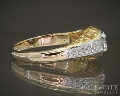 Vintage 14k Two Tone Gold OEC Natural .47ct Diamond Solitaire Ring 6.8g p18607