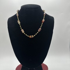 Vintage Glass Beads and Gold Tone Necklace. It’s 18” long. See pics.