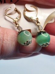 Vintage Green Tigers Eye Dangle Earrings Gold Tone Mix It Jcpenny 1990s